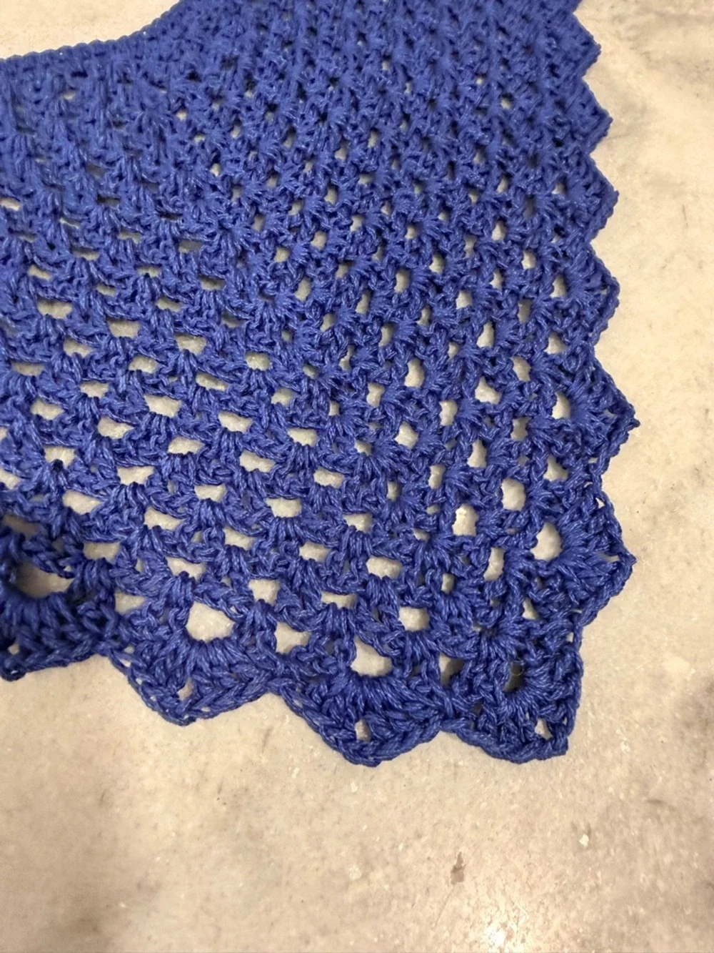 Handmade Crochet Kerchief Head Scarf Cotton Boho Triangle Wrap Fest Cottagecore
